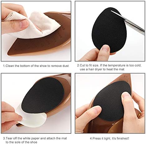 GADEBAO 12PCS Non-Slip Shoe Pads for Bottom of Shoes, Premium Rubber Self Adhesive Anti-Slip Shoe Grips Stickers, High Heels Non-Skid Sole Protector