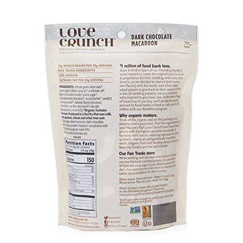 Love Crunch Organic Dark Chocolate Macaroon Granola, Non-GMO, Fair Trade, by Nature's Path, 11.5 Ounce (Pack of 1)