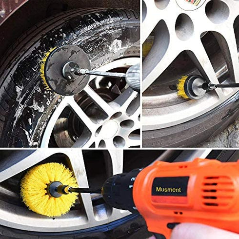 Musment Floor Mats Drill Brush for Car Wash Detailing Attachment Supplies Set Fit Wheel Cleaner ,Tire?Rim?Carpet, Bathroom, Kitchen and Auto Power Scrubber Brush Cleaning Kit