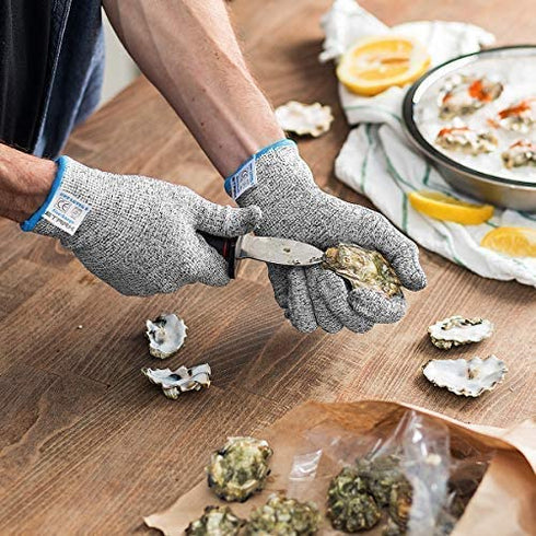 Stark Safe Cut Resistant Gloves Food Grade Level 5 Protection (EN388), Safety Kitchen Cutting Gloves for Oyster Shucking, Meat, Fish Fillet Processing, Mandolin Slicing, Wood Carving (X-Large, Pair)