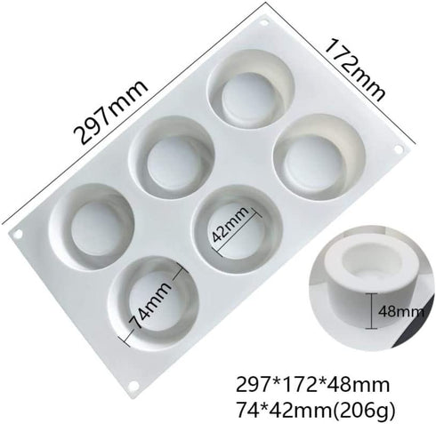 6 Holes Pudding Cup Art Cake Mould Pan 3d Silicone Mold Mousse Chocolate Mould
