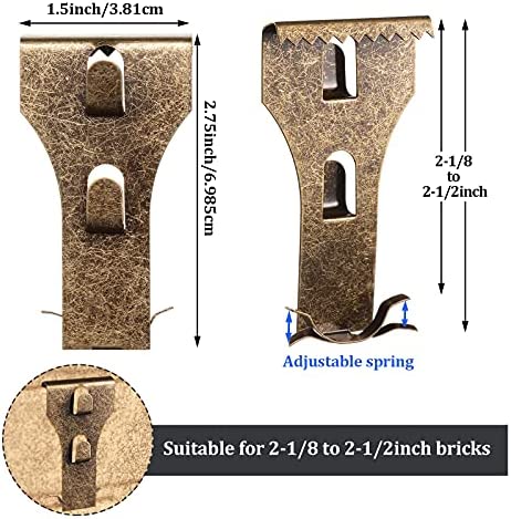 Brick Wall Clips for Hanging Brick Lights Wreaths Pictures Hanger Steel Brick Clamp Hooks Brick Wall Hook Fastener Fits Brick 2-1/4 inch to 2-3/8 inch in Height (9 Pieces)