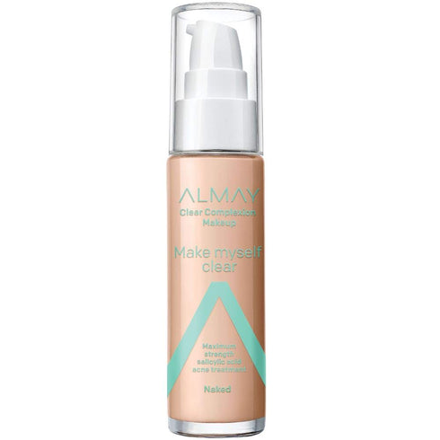 Foundation by Almay, Acne Face Makeup with Salicylic Acid, Face Makeup with Skincare Ingredients, Matte Finish, Hypoallergenic, Cruelty Free, Dermatologist Tested Foundation, 300 Naked, 1 Oz