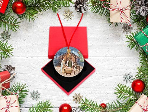 WaaHome Nativity Scene Christmas Ornaments 3'' Religious Christmas Ornaments Christian Ornaments for Christmas Tree Decorations Gifts