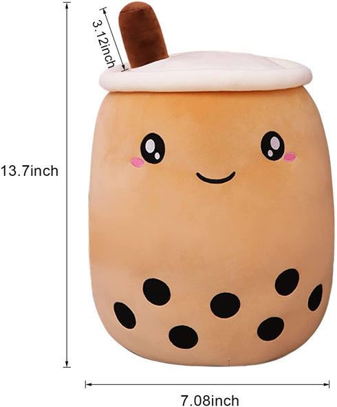 DITUCU Cute Boba Tea Plush Stuffed Toy Brown Pearl Milk Tea Bubble Plush Pillow Home Soft Hug Pillow Milk Tea Gift for Kids (Brown, 13.7 inches)