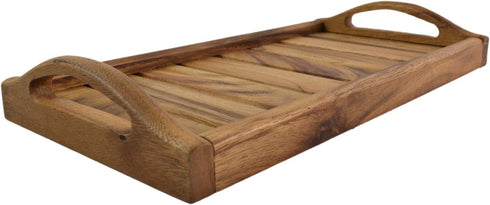 roro Acacia Wooden Serving Bath and Spa Tray Bathroom Accessory Caddy, 14 x 7 Inch