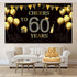 Happy 60th Birthday Party Backdrop Banner, Extra Large Fabric Black Gold Cheers to 60 Years Backdrop Anniversary Decoration Background Banner for Men Women 60th Birthday Party Supply, 72.8 x 43.3 Inch