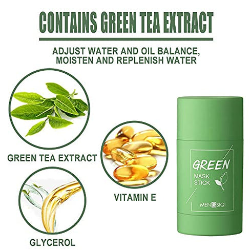 KNXWPPX Green Tea Purifying Clay Stick Mask,For Face Moisturizes Oil Control,Deep Clean Pore,Exfoliating Mask,Improves Skin,Suitable for All Skin (Green Tea)