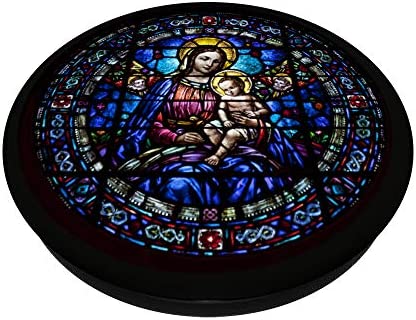 Blessed Virgin Mary and Jesus Stained Glass Design PopSockets PopGrip: Swappable Grip for Phones & Tablets