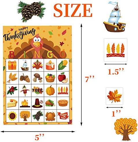 Thanksgiving Games Thanksgiving Bingo Game for Kids 24 Players Thanksgiving Bingo Cards for Thanksgiving Party School Classroom Family Children Activities Thanksgiving Party Games