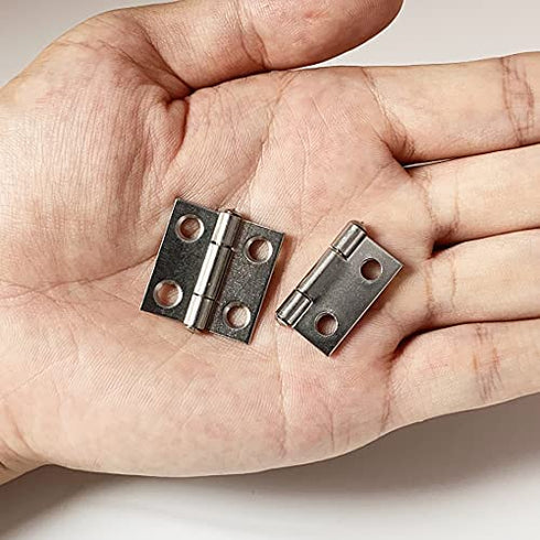 Adiyer 10pcs 304 Stainless Steel 1-inch Folding Butt Hinges Small Hinges Mini Door Hinges for Case Wooden Jewelry Box Lid Crafts (25mm x 24.5mm x 1mm)