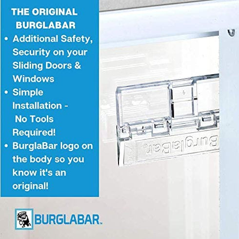 Burglabar 2 Pack - Great for Sliding Patio Door Lock, (Use 2 for doors), Sliding Window Lock, Sliding Basement Windows Lock, Child Safety Lock