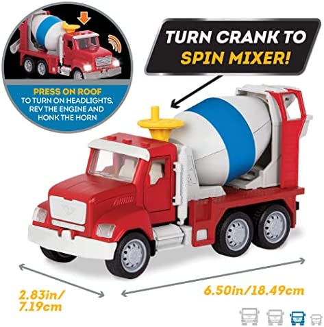 DRIVEN by Battat – Micro Cement Truck – Toy Cement Truck with Light and Sound Effects for Kids Age 4+ (Pack of 1)