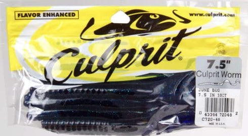 Culprit C720-48 Original Worm, 7-1/2-Inch, June Bug, 18-Pack