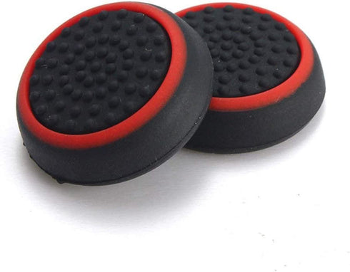 Silicone Thumb Stick Joystick Cap Analog Grip Thumbsticks Cap Cover Case for PS4 PS3 Xbox One Xbox 360 Game Controllers (Black-Red)