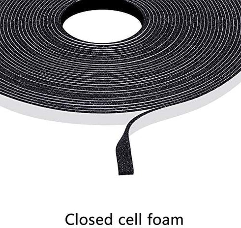 Yotache Thin Weather Stripping 2 Strips Total 65 Feet Long 1/16 Inch Thick x (.25) 1/4 Inch Wide, 1.5mm Foam Gasket Seal Tape for Window, Sliding Door Jamb, Speaker, Dashboard, 2 X 33 Ft Each
