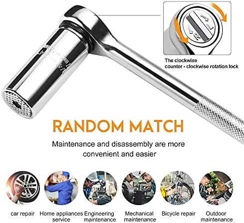 Gifts for Men-Universal Socket Tool Set, (7-19mm)Ratchet Super Socket Wrench With Power Drill Adapter, Christmas Stocking Stuffers for Men Women Dad Him Husband Boyfriend Cool Gadgets Birthday Gift