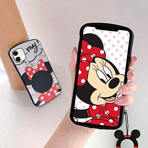 XGrand Disney Collection Cute Cartoon Case for iPhone 11 6.1", Style Pattern Small Waist Design Holder Stand Shockproof Protective Cover for Kids Teens Girls (iPhone 11) - Minnie Mouse