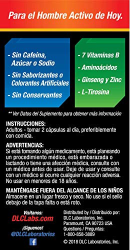 SUPER MACHO, High Potency B Vitamins and Amino Acids, Fuel for Today´s Active Men, No Caffeine, No Sugar, Dietary Supplement, 50 Soft gels, Jar.
