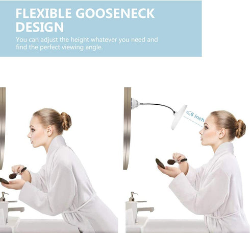 5X Magnifying Mirror with Light Makeup Mirror with Lights LED Lighted Makeup Mirror Vanity Mirror with Lights Flexible Gooseneck Mirror with Lights with Powerful Suction Cup