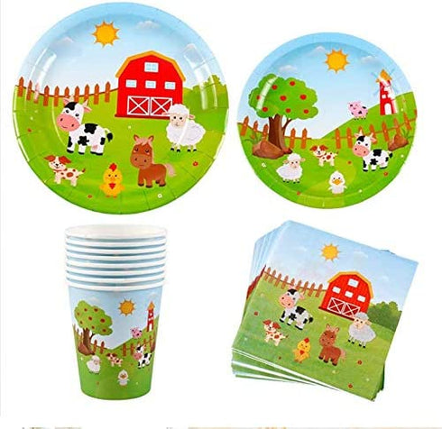 JeVenis 33 PCS Farm animals Party Supplies Farm animals Party Plates and Napkin Farm animals Birthday Banner