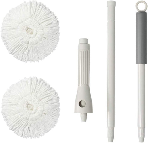 JEHONN Mop for Floor Cleaning Microfiber Twist Tornado Mop Dust Mop with Wringer Self-Wringing Metal with 2 Washable Replacements 51 Inches
