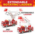 Toysery Fire Truck Toy with 3D Flashing Lights, Siren and Fire Fighter Sounds Effects. Extendable Rotating Rescue Ladder for Boys & Girls 3 -7+ Years Old