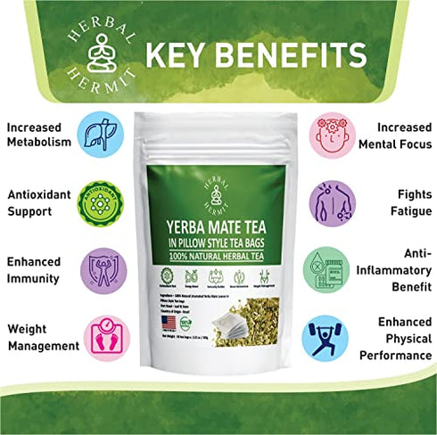 Yerba Mate Tea with Natural Organic Yerba Matte (50 tea bags)| Rich in Chlorophyll, Antioxidants and Vitamins| Made in USA