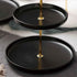 Small 2-Tier Ceramic Porcelain Cupcake Stand, Tiered Serving Stand, Dessert Stand,Fruit Candy Tower, Serving Tray Platter for Birthday/Tea/Wedding/Baby Shower/Buffet Server(Black 6" x 8")