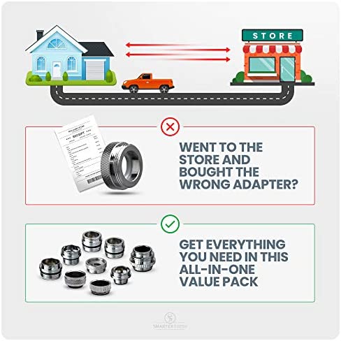 SmarterFresh 9-Piece Faucet Adapter Kit, Brass Aerator Adapter Set to Connect Garden Hose, Water Filter, Standard Hose via Diverter, in RV & Other - Male & Female Faucet Adapter for Sinks