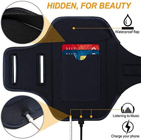 Galaxy S22/S21/S20/S10/S9/S8 Armband,RUNBACH Sweatproof Running Exercise Gym Bag with Card Slot for Samsung Galaxy S22/S21/S20/S10/S9/S8(Black)