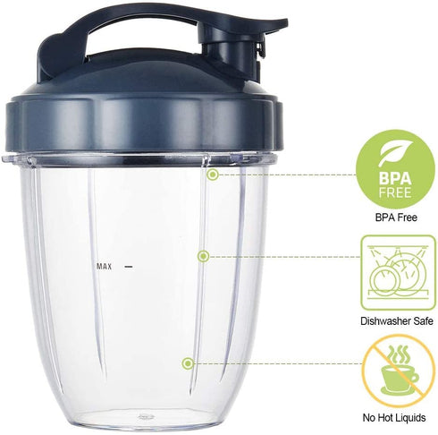 Blender Cups for Nutribullet Blender, Blender Replacement Parts 18OZ Cups with 2 Flip Top To Go Lids and 2 Rubber Gaskets Compatible with Nutri Bullet 600W/900W Blenders (6 PCS)