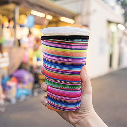 3 Pack Reusable Iced Coffee Sleeve | Insulator Cup Sleeve for Cold Drinks Beverages | Neoprene Cup Holder | Ideal for Starbucks, Dunkin Donuts & More (Rainbow)