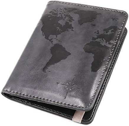 Kandouren RFID Passport Holder Cover Case,Travel Accessories for Men,passport wallet with Gray Leather for Mens,best gifts for travelers & travel,credit card and ID holder wallets