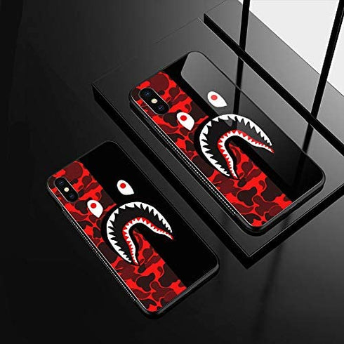 Goodsprout Compatible with iPhone XR Case,Shark Face iPhone XR Cases for Girls Lady Men Boy Shockproof Anti-Scratch Case for iPhone XR 6.1-inch (Red Black Camo)