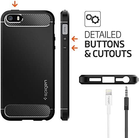 Spigen Rugged Armor Designed for iPhone SE Case (2016) - Black