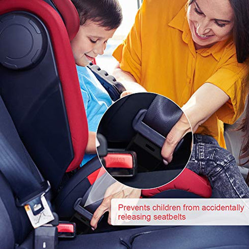 Morlike Silicone Seatbelt Secure Buckle Safety Cover Lock | Keep Children Safe in Car Seat and Prevent Kids from Accidentally Unbuckling | Buckle Guard Fits Almost Vehicles (Black, 2 Pack)