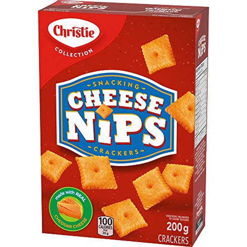 Christie Cheese Nips Cheddar Baked Snack Crackers, 1 Box (200g)