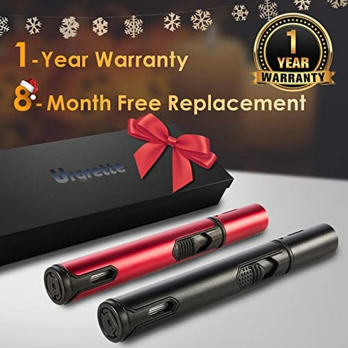 Urgrette 2 Pack Butane Torch Lighter, 6-inch Refillable Pen Lighter Adjustable Jet Flame Butane Lighter for Grill BBQ Candle Camping (Gas Not Included) Raven & Ruby