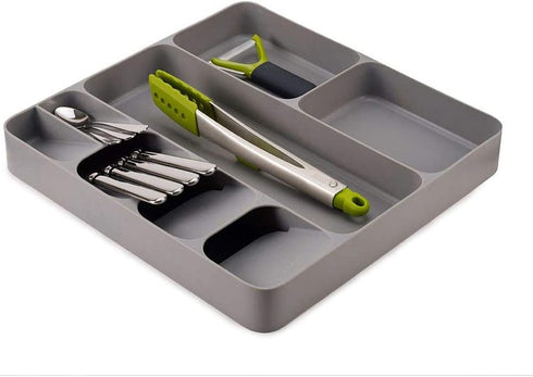 Joseph Joseph DrawerStore Kitchen Drawer Organizer Tray for Cutlery Utensils and Gadgets, Gray, 15.6 x 15.1 x 2.1 Inches