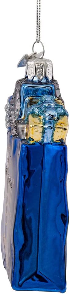 Kurt Adler 4" Noble Gems Happy Hanukkah Glass Gift Bag Ornament (NB1126)