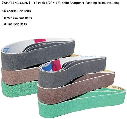 Sackorange 24 PCS 3/4" x 12" Replacement Knife Sharpener Sanding Belt Kit for Work Sharp Knife & Tool Sharpener Ken Onion Edition (WSKTS-KO)- 80/120/240/400/1000/1200 Grits