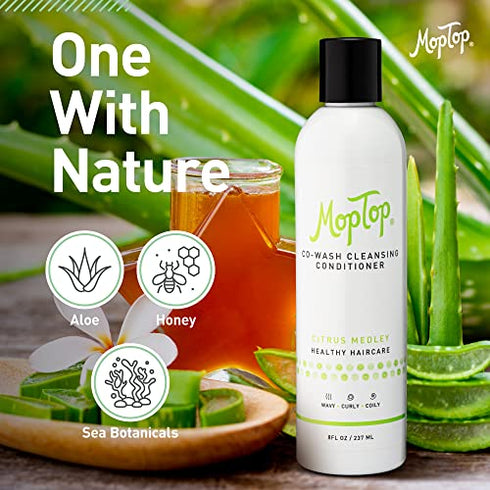 MopTop Cowash Cleansing Conditioner, Wavy, Curly & Kinky-Coily, Color Treated & Natural Hair Moisturizer, made w/Aloe, Sea Botanicals & Honey reduces Frizz, increases Moisture & Manageability