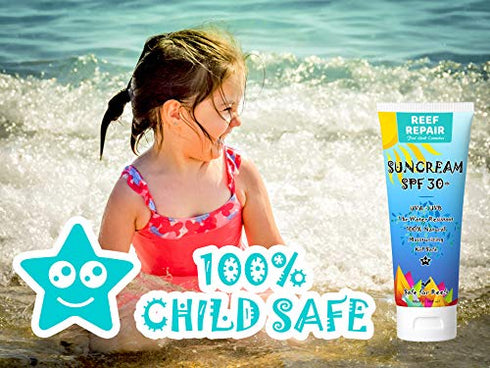 Reef Safe Sunscreen SPF 30+ All Natural, Water Resistant, Moisturizing, Biodegradable, Broad Spectrum UVA/UVB Coral Friendly Mineral Suncream from Reef Repair 4 fl. Oz