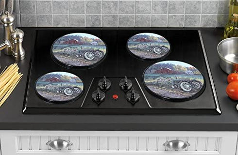 Reston Lloyd Electric Stove Burner Covers, Set of 4, Morning Run All-Over Pattern