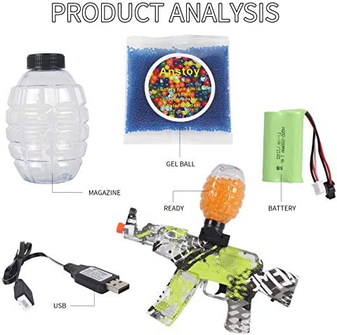 Anstoy Gel Ball Blaster Parts Tool Accessories Including - 10000 pcs Gel Balls Bullet | 2 pcs Magazine | 1 Battery |1 USB Charging Cable