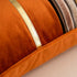 Yangest Burnt Orange Striped Patchwork Velvet Lumbar Throw Pillow Cover Gold Leather Cushion Case Modern Zippered Oblong Pillowcase for Sofa Couch Bedroom Living Room Home Decoration, 12x20 Inch