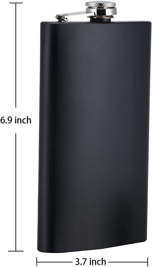 TOX TANEAXON 12 oz Matte Black Pocket Liquor Whiskey Hip Flask with Funnel and Premium Box - Stainless Steel and Leak Proof