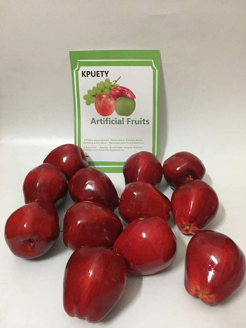 Artificial Fruit Fake Simulation Fruit for Home Kitchen Party Photography Prop Wedding Decoration (12Pcs Dark Red Apple)