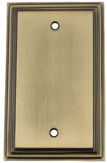 Nostalgic Warehouse 719745 Deco Switch Plate with Blank Cover, Antique Brass